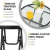 Giantex Folding Side Table, Round Small Patio Table, Tempered Glass Tabletop, Steel Frame, Weather-Resistant Outdoor Indoor Use for Bistro Porch Garden Balcony (Classic Round, 18″x18″x18.5″)(Classic Round)