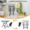 Giantex Folding Side Table, Round Small Patio Table, Tempered Glass Tabletop, Steel Frame, Weather-Resistant Outdoor Indoor Use for Bistro Porch Garden Balcony (Classic Round, 18″x18″x18.5″)(Farmhouse Square)