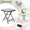 Giantex Folding Side Table, Round Small Patio Table, Tempered Glass Tabletop, Steel Frame, Weather-Resistant Outdoor Indoor Use for Bistro Porch Garden Balcony (Classic Round, 18″x18″x18.5″)(Farmhouse Square)