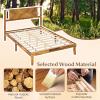 Giantex Full Size Bed Frame – Acacia Wood Platform Bed Frame with Headboard, 12 Strong Slats Support, Under-Bed Space, No Box Spring Needed, Rustic Golden Brown(Full)