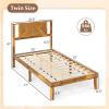 Giantex Full Size Bed Frame – Acacia Wood Platform Bed Frame with Headboard, 12 Strong Slats Support, Under-Bed Space, No Box Spring Needed, Rustic Golden Brown(Twin)