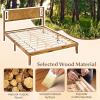 Giantex Full Size Bed Frame – Acacia Wood Platform Bed Frame with Headboard, 12 Strong Slats Support, Under-Bed Space, No Box Spring Needed, Rustic Golden Brown(Queen)