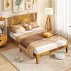 Giantex Full Size Bed Frame – Acacia Wood Platform Bed Frame with Headboard, 12 Strong Slats Support, Under-Bed Space, No Box Spring Needed, Rustic Golden Brown(Full)