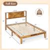 Giantex Full Size Bed Frame – Acacia Wood Platform Bed Frame with Headboard, 12 Strong Slats Support, Under-Bed Space, No Box Spring Needed, Rustic Golden Brown(Full)