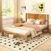 Giantex Full Size Bed Frame – Acacia Wood Platform Bed Frame with Headboard, 12 Strong Slats Support, Under-Bed Space, No Box Spring Needed, Rustic Golden Brown(Queen)