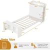 Giantex Full Size Bed Frame with Storage Headboard & Footboard, Solid Wood LED Bed w/Charging Station, White Full Bed Frame for Kids, Teens & Adults, No Box Spring Needed, White(Twin)