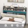 Giantex Full Size Bed Frame with Storage, Modern Platform Bed with Upholstered Headboard & Storage Footboard, Wood Full Bed with Wood Slat Support, No Box Spring Needed, Grey & Beige