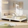 Giantex Full Size Upholstered Daybed, Rivet-Tufted Platform Bed with Headboard, Metal Legs & Wood Slats, L-Shaped Corner Sofa Bed for Living Room & Guest Room, No Box Spring Needed, Grey(Beige)