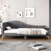 Giantex Full Size Upholstered Daybed, Rivet-Tufted Platform Bed with Headboard, Metal Legs & Wood Slats, L-Shaped Corner Sofa Bed for Living Room & Guest Room, No Box Spring Needed, Grey(Grey)