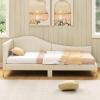 Giantex Full Size Upholstered Daybed, Rivet-Tufted Platform Bed with Headboard, Metal Legs & Wood Slats, L-Shaped Corner Sofa Bed for Living Room & Guest Room, No Box Spring Needed, Grey(Beige)