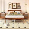 Giantex Full Size Wood Platform Bed with Headboard, Mid Century Solid Wood Full Bed with Slat Support, Double Bed Frame with 16″ Under Bed Storage, No Box Spring Needed, Easy Assembly, Walnut(Full)