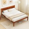 Giantex Full Size Wood Platform Bed with Headboard, Mid Century Solid Wood Full Bed with Slat Support, Double Bed Frame with 16″ Under Bed Storage, No Box Spring Needed, Easy Assembly, Walnut(Queen)