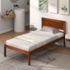 Giantex Full Size Wood Platform Bed with Headboard, Mid Century Solid Wood Full Bed with Slat Support, Double Bed Frame with 16″ Under Bed Storage, No Box Spring Needed, Easy Assembly, Walnut(Twin)
