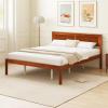 Giantex Full Size Wood Platform Bed with Headboard, Mid Century Solid Wood Full Bed with Slat Support, Double Bed Frame with 16″ Under Bed Storage, No Box Spring Needed, Easy Assembly, Walnut(Queen)