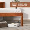 Giantex Full Size Wood Platform Bed with Headboard, Mid Century Solid Wood Full Bed with Slat Support, Double Bed Frame with 16″ Under Bed Storage, No Box Spring Needed, Easy Assembly, Walnut(Twin)