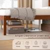 Giantex Full Size Wood Platform Bed with Headboard, Mid Century Solid Wood Full Bed with Slat Support, Double Bed Frame with 16″ Under Bed Storage, No Box Spring Needed, Easy Assembly, Walnut(Queen)