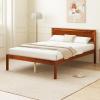 Giantex Full Size Wood Platform Bed with Headboard, Mid Century Solid Wood Full Bed with Slat Support, Double Bed Frame with 16″ Under Bed Storage, No Box Spring Needed, Easy Assembly, Walnut(Full)