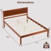 Giantex Full Size Wood Platform Bed with Headboard, Mid Century Solid Wood Full Bed with Slat Support, Double Bed Frame with 16″ Under Bed Storage, No Box Spring Needed, Easy Assembly, Walnut(Full)