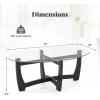 Giantex Glass Coffee Table, 48″ Oval Accent Tea Table with Tempered Glass Top & Solid Wood Structure, Simple Modern Cocktail Table Center Table for Living Room Reception Room Home Office, Black