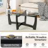 Giantex Glass Coffee Table, 48″ Oval Accent Tea Table with Tempered Glass Top & Solid Wood Structure, Simple Modern Cocktail Table Center Table for Living Room Reception Room Home Office, Black