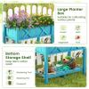 Giantex HIPS Raised Garden Bed, Elevated Planter Box w/Legs, Storage Shelf, Drainage Holes, Weather-Proof Standing Raised Beds for Backyard Porch Flower Herb (Coffee, 44″ x 18″ x 29″)(Blue)