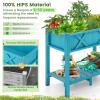 Giantex HIPS Raised Garden Bed, Elevated Planter Box w/Legs, Storage Shelf, Drainage Holes, Weather-Proof Standing Raised Beds for Backyard Porch Flower Herb (Coffee, 44″ x 18″ x 29″)(Blue)