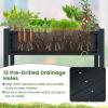 Giantex HIPS Raised Garden Bed, Elevated Planter Box w/Legs, Storage Shelf, Drainage Holes, Weather-Proof Standing Raised Beds for Backyard Porch Flower Herb (Coffee, 44″ x 18″ x 29″)(Black)