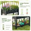 Giantex HIPS Raised Garden Bed, Elevated Planter Box w/Legs, Storage Shelf, Drainage Holes, Weather-Proof Standing Raised Beds for Backyard Porch Flower Herb (Coffee, 44″ x 18″ x 29″)(Black)