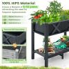 Giantex HIPS Raised Garden Bed, Elevated Planter Box w/Legs, Storage Shelf, Drainage Holes, Weather-Proof Standing Raised Beds for Backyard Porch Flower Herb (Coffee, 44″ x 18″ x 29″)(Black)