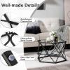 Giantex Hexagonal Glass Coffee Table, End Table w/Tempered Glass Top & Sturdy Metal Legs, Modern Center Table, Geometric Small Glass Table for Living Room, Reception Room, Black