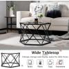 Giantex Hexagonal Glass Coffee Table, End Table w/Tempered Glass Top & Sturdy Metal Legs, Modern Center Table, Geometric Small Glass Table for Living Room, Reception Room, Black