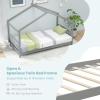 Giantex House Bed Twin, Solid Wood Kids House Bed with Roof, Headboard and Footboard, Low Floor Twin Bed Frame for Toddlers Teens Girls Boys, No Box Spring Needed, White(Grey)