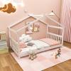 Giantex House Bed Twin, Solid Wood Kids House Bed with Roof, Headboard and Footboard, Low Floor Twin Bed Frame for Toddlers Teens Girls Boys, No Box Spring Needed, White(White)
