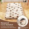 Giantex Japanese Floor Mattress, 4 Inch Futon Mattress w/Washable Cover & Storage Bag, Foldable Roll up Mattress Tatami Mat, Portable Sleeping Pad for Camping, Dormitory, Queen(Brown Bear)