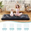 Giantex Japanese Floor Mattress, 4 Inch Futon Mattress w/Washable Cover & Storage Bag, Foldable Roll up Mattress Tatami Mat, Portable Sleeping Pad for Camping, Dormitory, Queen(Black)