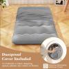 Giantex Japanese Floor Mattress, 4 Inch Futon Mattress w/Washable Cover & Storage Bag, Foldable Roll up Mattress Tatami Mat, Portable Sleeping Pad for Camping, Dormitory, Queen(Grey)