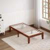 Giantex King Wood Platform Bed Frame, 14 Inch Solid Rubber Wood Mattress Foundation, Heavy Duty Wooden Slats Support, No Box Spring Needed, Easy Assembly, Natural(Walnut)