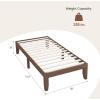 Giantex King Wood Platform Bed Frame, 14 Inch Solid Rubber Wood Mattress Foundation, Heavy Duty Wooden Slats Support, No Box Spring Needed, Easy Assembly, Natural(Walnut)