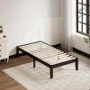 Giantex King Wood Platform Bed Frame, 14 Inch Solid Rubber Wood Mattress Foundation, Heavy Duty Wooden Slats Support, No Box Spring Needed, Easy Assembly, Natural(Espresso)