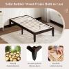 Giantex King Wood Platform Bed Frame, 14 Inch Solid Rubber Wood Mattress Foundation, Heavy Duty Wooden Slats Support, No Box Spring Needed, Easy Assembly, Natural(Espresso)