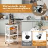 Giantex Kitchen Island Cart, Rolling Kitchen Storage Cart with Stainless Steel Tabletop, Drawer, Basket and Shelf, Utility Service Cart on Wheels for Restaurant Hotel