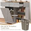 Giantex Kitchen Island with Tilt Out Trash Can Cabinet 10 Gallon, Power Outlet, 2 Drawers, Adjustable Shelves, Hidden Storage Garbage Bin Cabinet for Dining Room Laundry Room (Black+Walnut)(Grey+walnut)
