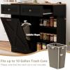 Giantex Kitchen Island with Tilt Out Trash Can Cabinet 10 Gallon, Power Outlet, 2 Drawers, Adjustable Shelves, Hidden Storage Garbage Bin Cabinet for Dining Room Laundry Room (Black+Walnut)(Black+walnut)