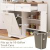 Giantex Kitchen Island with Tilt Out Trash Can Cabinet 10 Gallon, Power Outlet, 2 Drawers, Adjustable Shelves, Hidden Storage Garbage Bin Cabinet for Dining Room Laundry Room (Black+Walnut)(White+walnut)