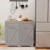 Giantex Kitchen Island with Tilt Out Trash Can Cabinet 10 Gallon, Power Outlet, 2 Drawers, Adjustable Shelves, Hidden Storage Garbage Bin Cabinet for Dining Room Laundry Room (Black+Walnut)(Grey+walnut)