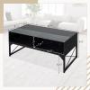 Giantex LED Coffee Table, High Gloss Coffee Tables with 4 Storage Cubes, 20-Color Lights, Remote Control, Faux Marble & Tempered Glass Top, Modern Accent Rectangle Center Table for Living Room (Black)(Black)