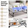 Giantex LED Coffee Table, High Gloss Coffee Tables with 4 Storage Cubes, 20-Color Lights, Remote Control, Faux Marble & Tempered Glass Top, Modern Accent Rectangle Center Table for Living Room (Black)(White)