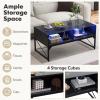 Giantex LED Coffee Table, High Gloss Coffee Tables with 4 Storage Cubes, 20-Color Lights, Remote Control, Faux Marble & Tempered Glass Top, Modern Accent Rectangle Center Table for Living Room (Black)(Black)