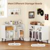 Giantex Large Record Player Stand with Charging Station, Turntable Stand Holds Up to 450 Albums, Record Player Table with Raised Leg, Vinyl Record Storage for Living Room (White)(White)