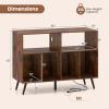 Giantex Large Record Player Stand with Charging Station, Turntable Stand Holds Up to 450 Albums, Record Player Table with Raised Leg, Vinyl Record Storage for Living Room (White)(Rustic Brown)